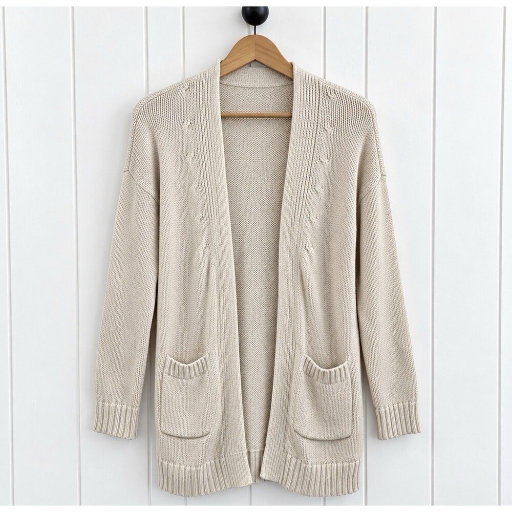 Gap Women's XS Cotton Cardigan Duster Oatmeal Beige Longline Cottagecore